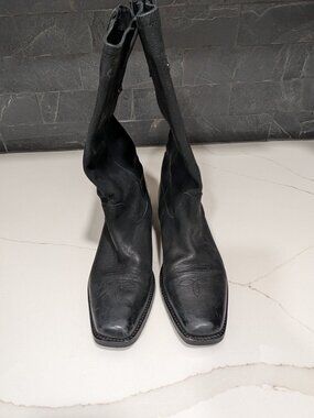 Womens Vintage Foundry Black Leather Boots Size 9